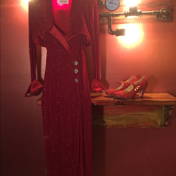 Betsy & Adam sparkling red dress & bolero - Small - Picture 2 of 5